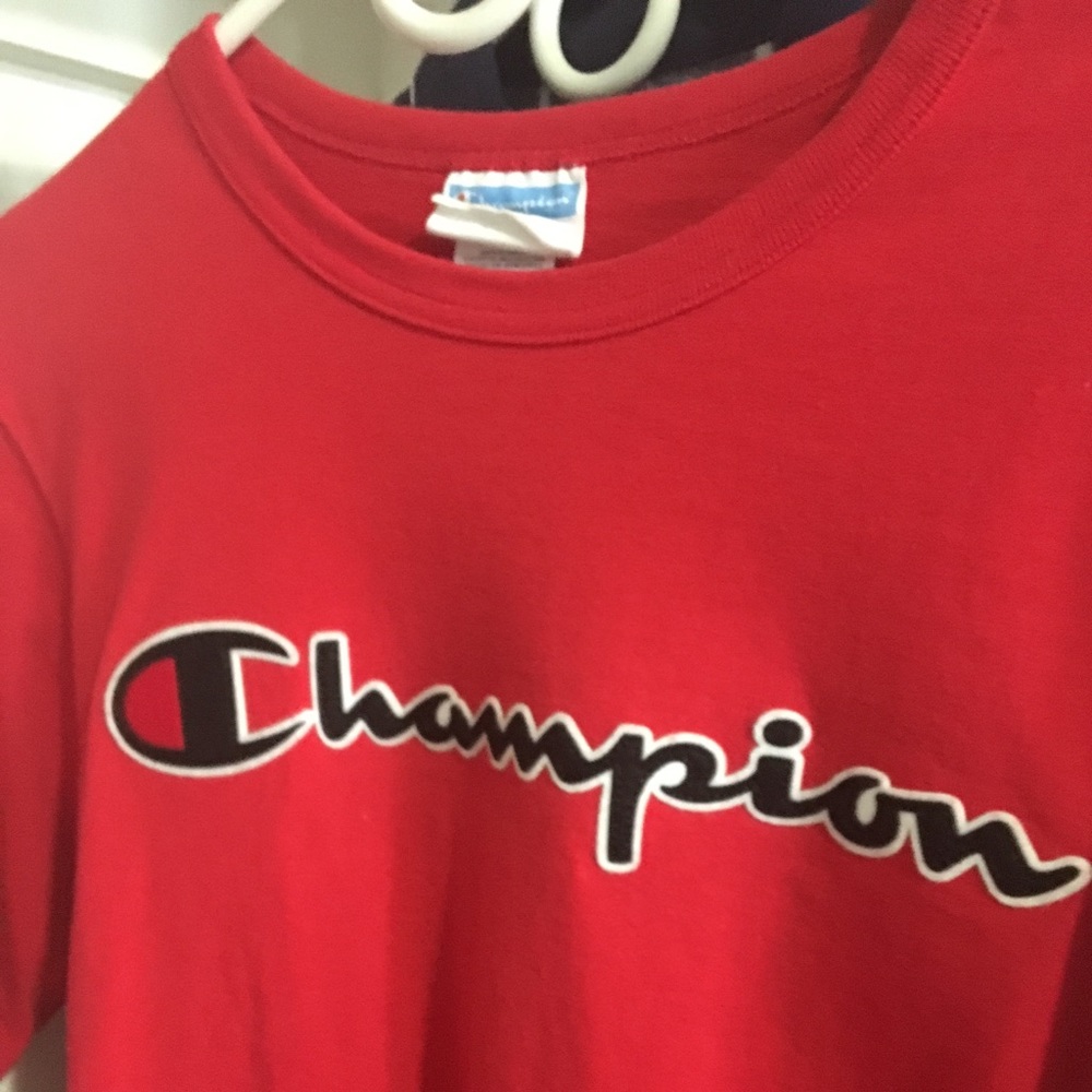 Champion Red customized shirt ⭐️ worn once!